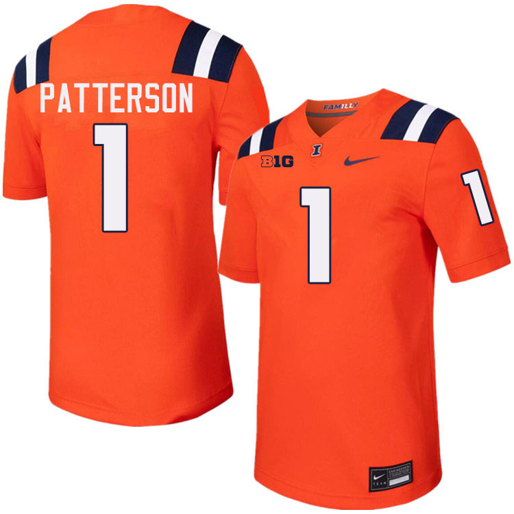 #1 Kaleb Patterson Illinois Fighting Illini Football Jersey,Uniforms-Orange #1 Kaleb Patterson Illinois Fighting Illini Football Jersey,Uniforms-Orange